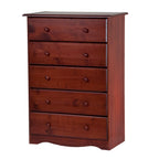 Palace Imports 100% Solid Wood 5-Drawer Chest with Metal or Wooden Knobs