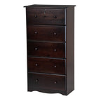 Palace Imports 100% Solid Wood 5-Jumbo Drawer Chest with Lock, Metal or Wooden Knobs