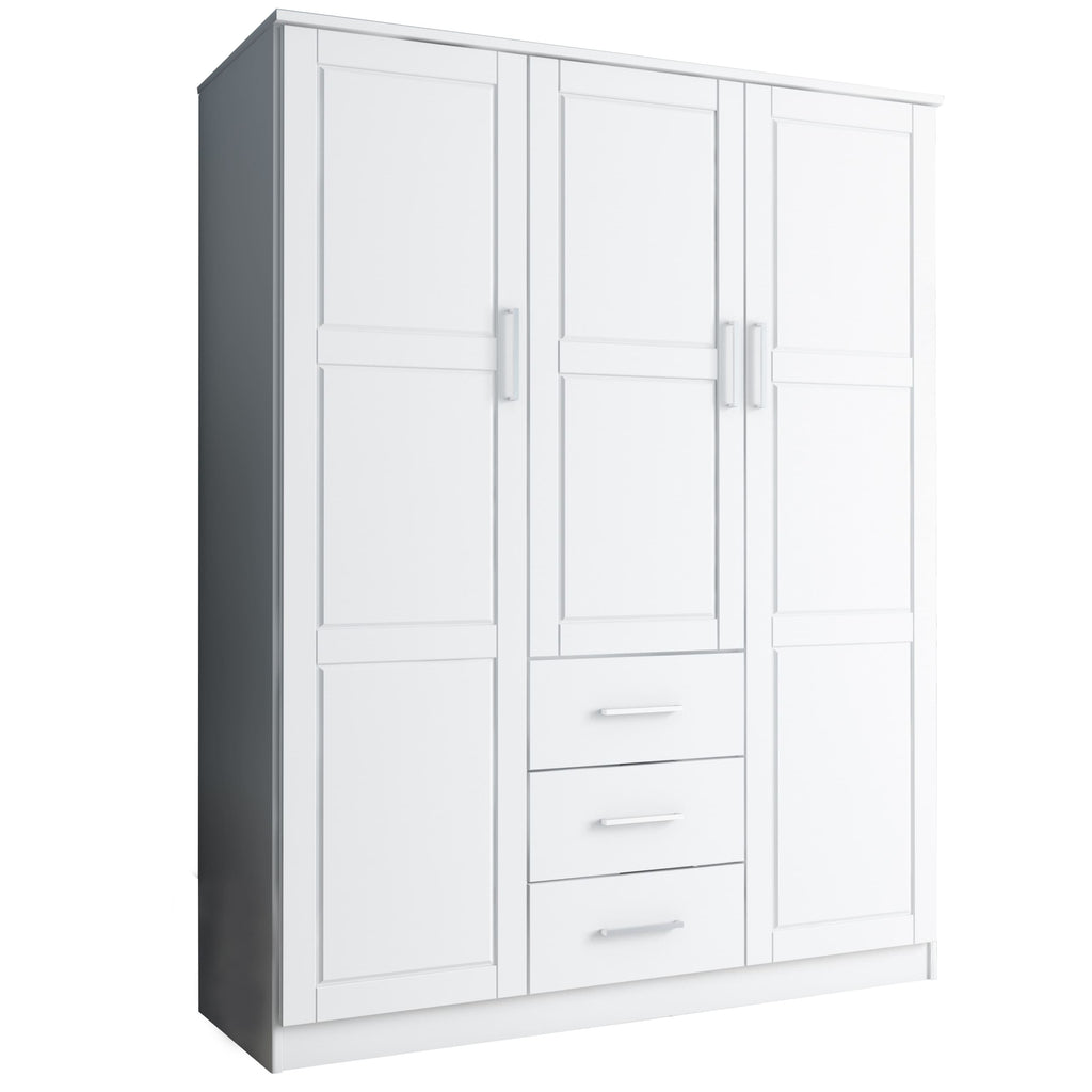 Palace Imports 100% Solid Wood Cosmo 3-Door Wardrobe Armoire with Solid Wood or Mirrored Doors