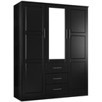 Palace Imports 100% Solid Wood Cosmo 3-Door Wardrobe Armoire with Solid Wood or Mirrored Doors