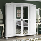 Palace Imports 100% Solid Wood Kyle 4-Door Wardrobe Armoire with Solid Wood or Mirrored Doors