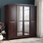 Palace Imports 100% Solid Wood Kyle 4-Door Wardrobe Armoire with Solid Wood or Mirrored Doors
