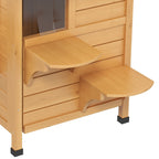 PawHut Fir Wood 2-Story Outdoor Cat House, Wooden Feral Cat Shelter with Openable Asphalt Roof for Indoor/Outdoor, White / Grey