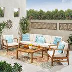 Perla Acacia Wood 7-piece Outdoor Chat Set by Christopher Knight Home