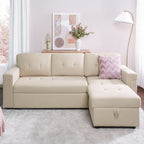 Reversible Sectional Sofa with Pull-Out Sleeper Bed, Hidden Storage Chaise, Durable Legs,