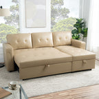 Reversible Sectional Sofa with Pull-Out Sleeper Bed, Hidden Storage Chaise, Durable Legs,