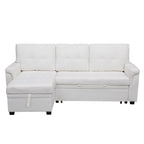 Reversible Sectional Sofa with Pull-Out Sleeper Bed, Hidden Storage Chaise, Durable Legs,