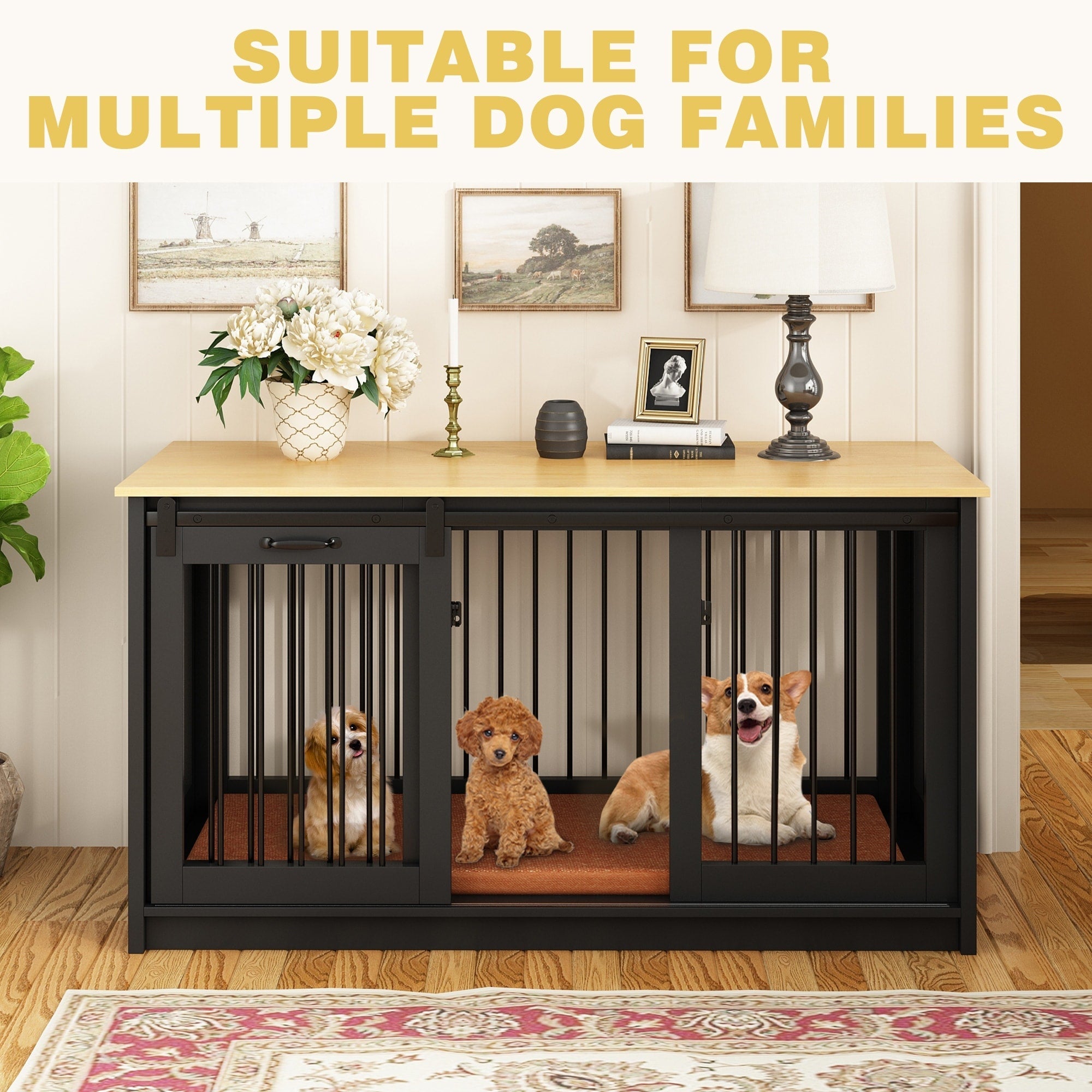 Pet Residence with Iron Tube Reinforcement Stylish & Sturdy Dog Crate