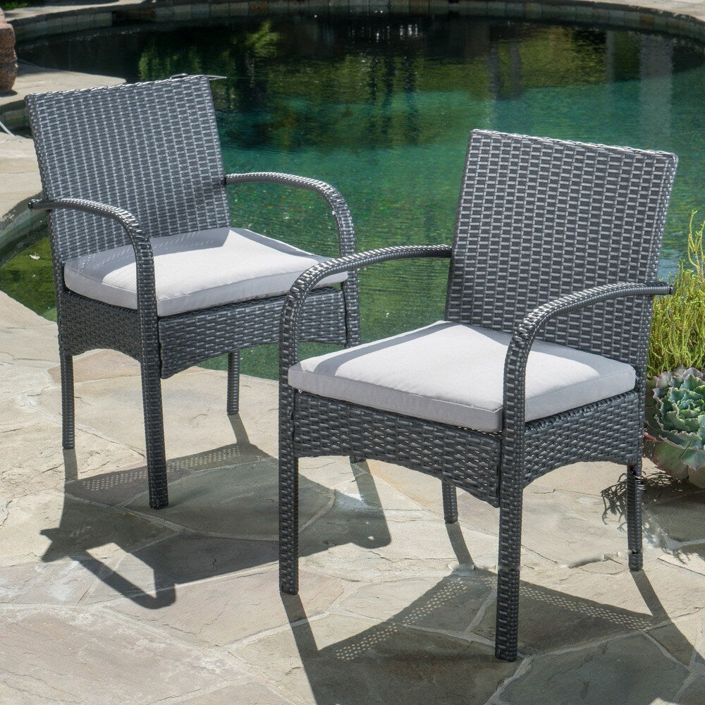 Peterson Outdoor 3-piece Wicker Bistro Set with Cushions by Christopher Knight Home