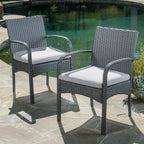 Peterson Outdoor 3-piece Wicker Bistro Set with Cushions by Christopher Knight Home