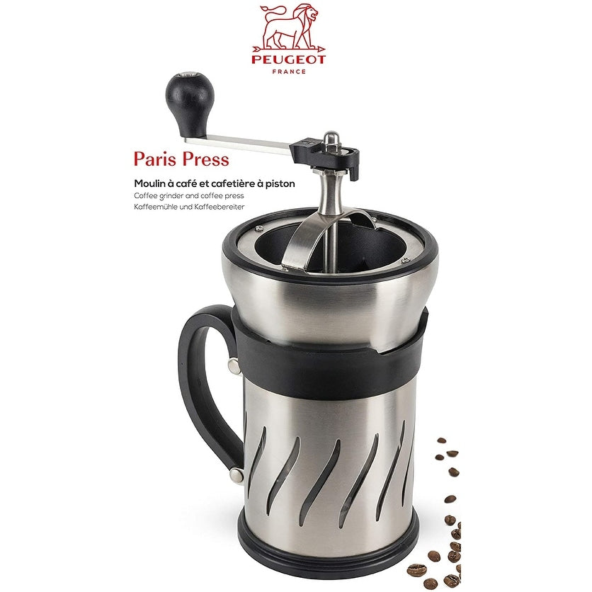 Peugeot 35257 Paris Press Coffee Mill/French Press Combination, Stainless Steel - 3 x 3 x 6 inches