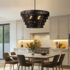 Piersan 5-Light Modern Bohemian Chandelier with Tiered Rattan Shade - 26 in. W