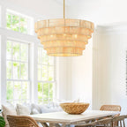 Piersan 5-Light Modern Bohemian Chandelier with Tiered Rattan Shade - 26 in. W