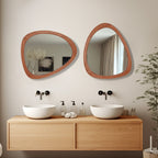 Pine Frame Cobblestone Shaped Asymmetrical Wall Mirror