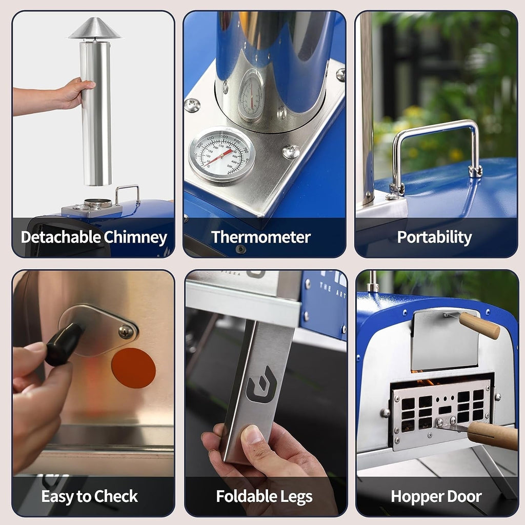 Outdoor Wood Fired Pizza Oven Portable Pizza Oven with Pizze Peel, Carry Bag - 16 inch