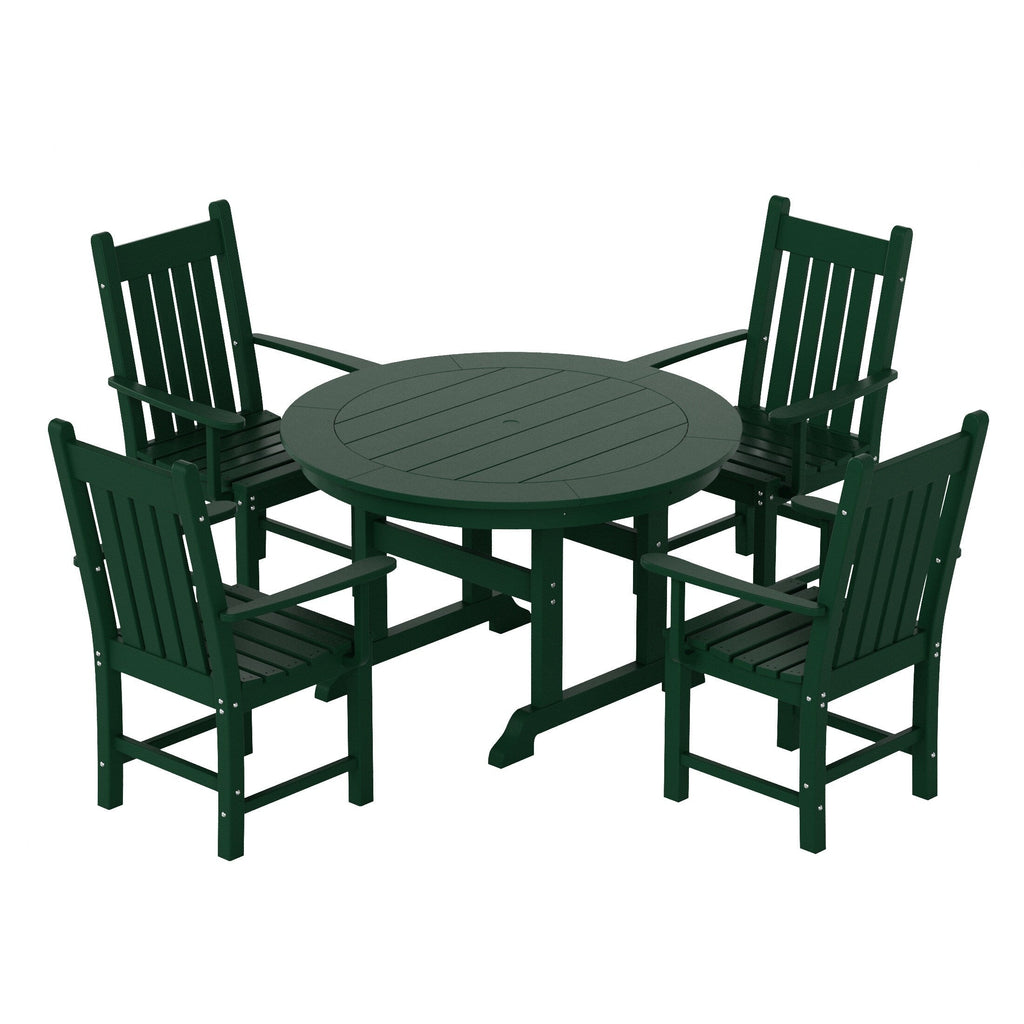 Polytrends Laguna Hdpe All Weather Outdoor Patio Dining Set with Round Table, Armchairs (5-Piece Set)