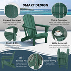 Polytrends Laguna Fade Resistant All Weather Outdoor Patio Folding Adirondack Chair