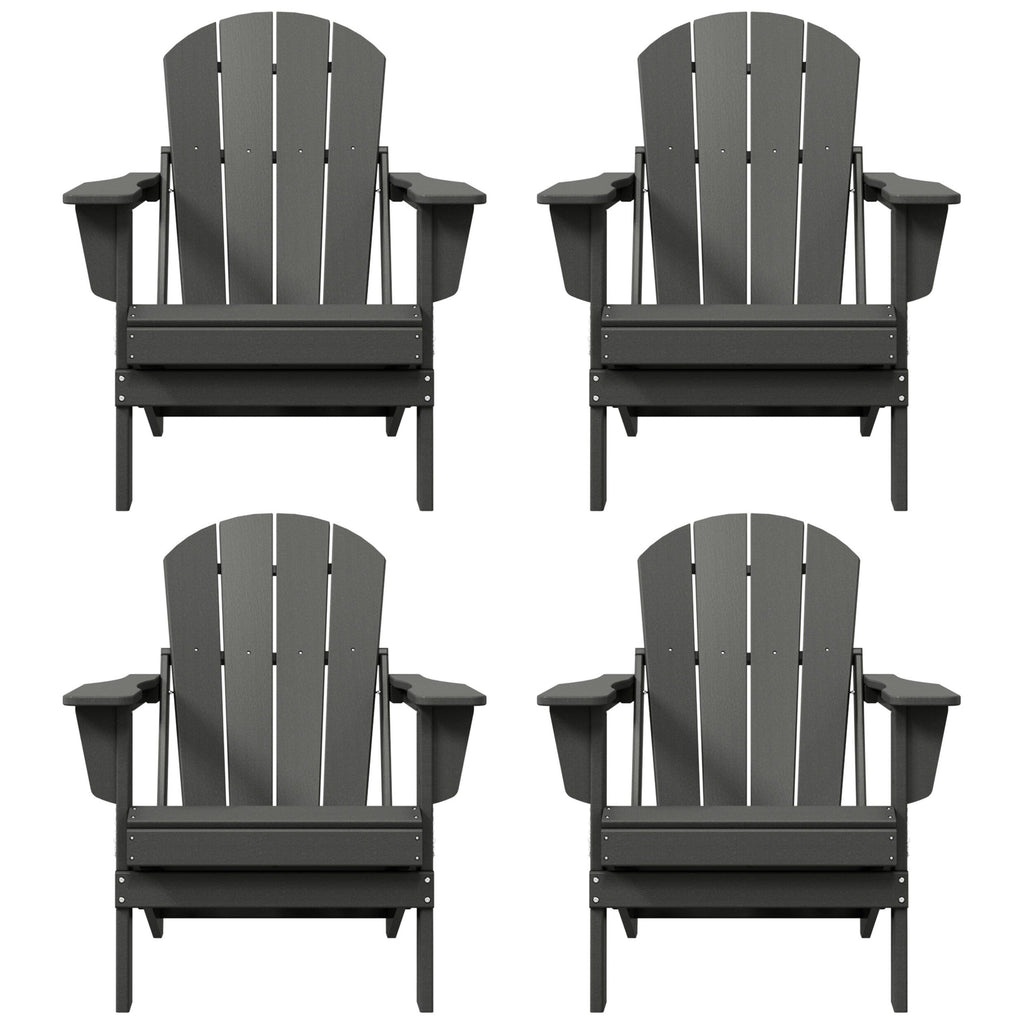 Polytrends Laguna Weather Resistant Outdoor Patio Folding Adirondack Chairs (Set of 4)
