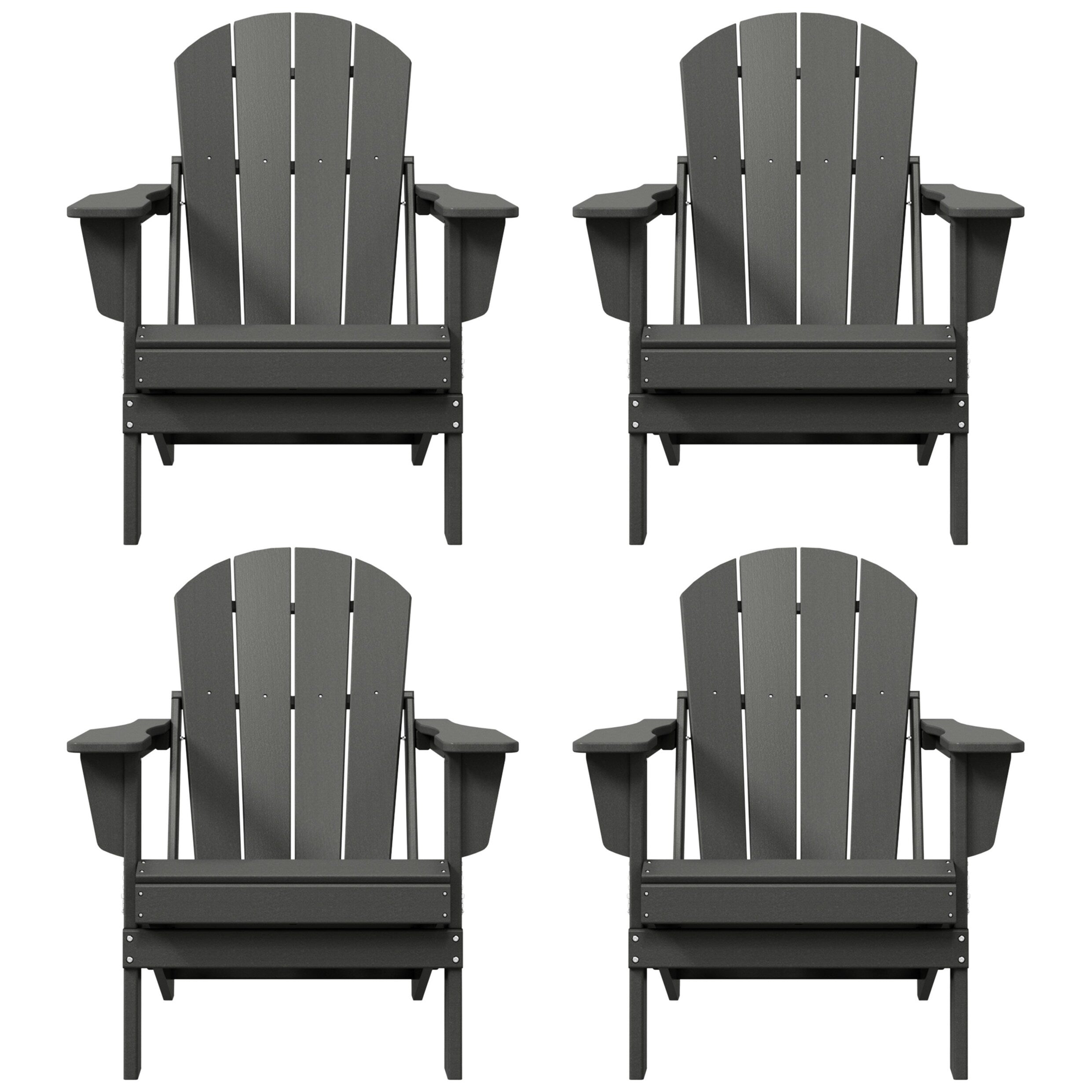 Polytrends Laguna Weather Resistant Outdoor Patio Folding Adirondack Chairs (Set of 4)