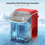 Portable Ice Makers Countertop with Soft Chewable Pellet Ice, with Handle, Self-Cleaning, for Home/Office, 34Lbs/24Hrs-N