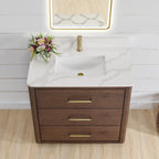 Porto Bath Vanity with White Quartz Stone Top without Mirror
