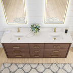 Porto Bath Vanity with White Quartz Stone Top without Mirror