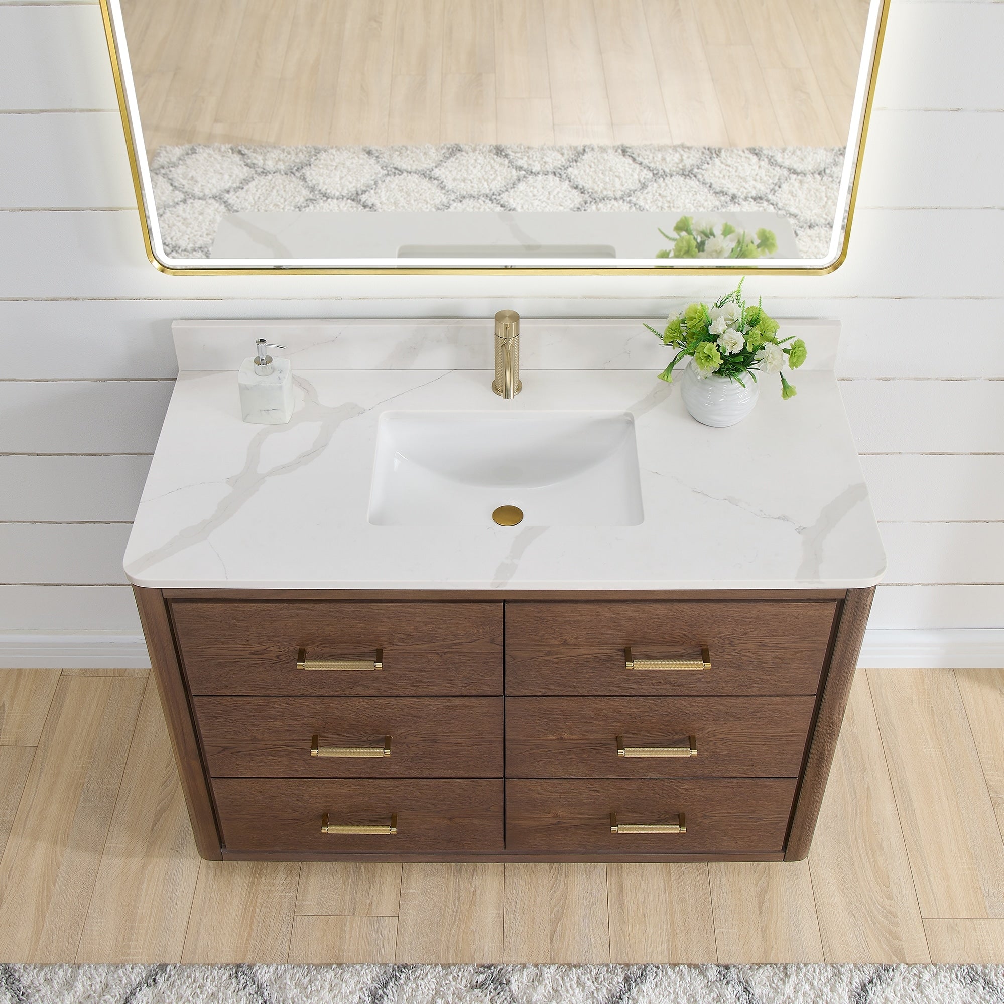 Porto Bath Vanity with White Quartz Stone Top without Mirror
