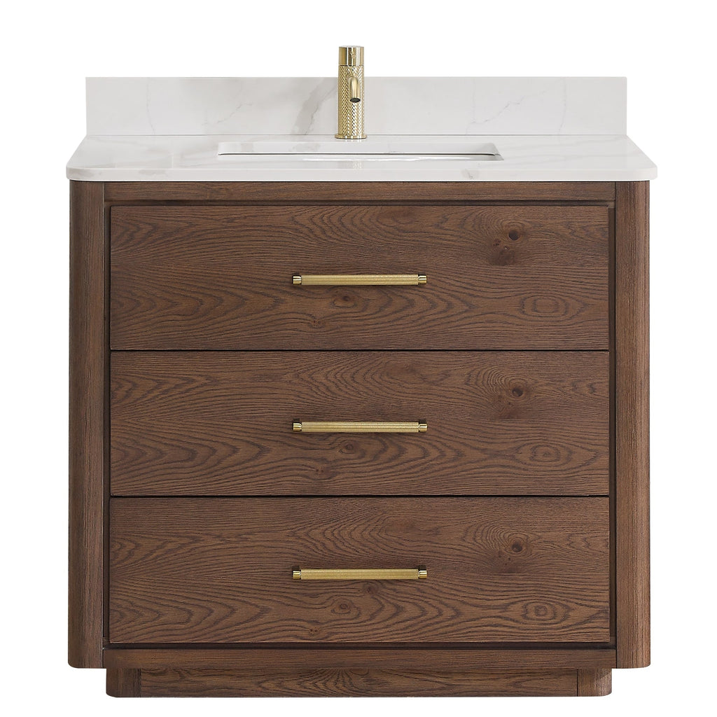 Porto Bath Vanity with White Quartz Stone Top without Mirror