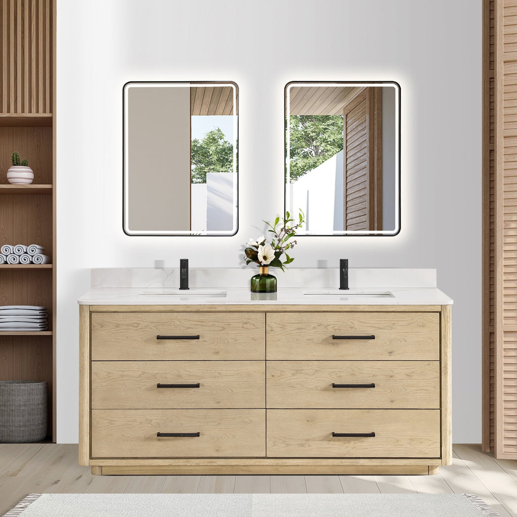 Porto Bath Vanity with White Quartz Stone Top without Mirror