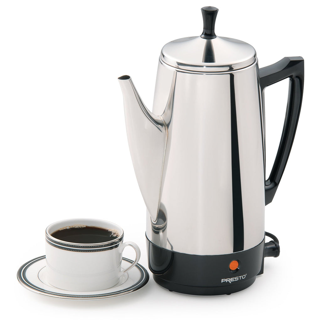 Presto Stainless Steel Coffee Maker, 12 Cup Robust Percolator Coffee, Silver - 2.79