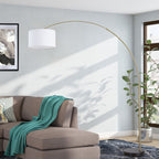 Q-Max 81 Steel Adjustable Arching Floor Lamp With Extra Large Shade and Marble Base