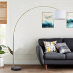 Q-Max 81 Steel Adjustable Arching Floor Lamp With Extra Large Shade and Marble Base