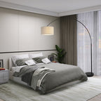 Q-Max 81 Steel Adjustable Arching Floor Lamp With Extra Large Shade and Marble Base