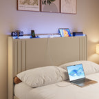 Queen/ Full Vertical Channels Upholstered Bed with Wingback Headboard