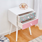 Cherry Tree Furniture CANTERBURY Wooden 2-Drawer Bedside Table Nightstand, Rose & Polka Dot Pattern