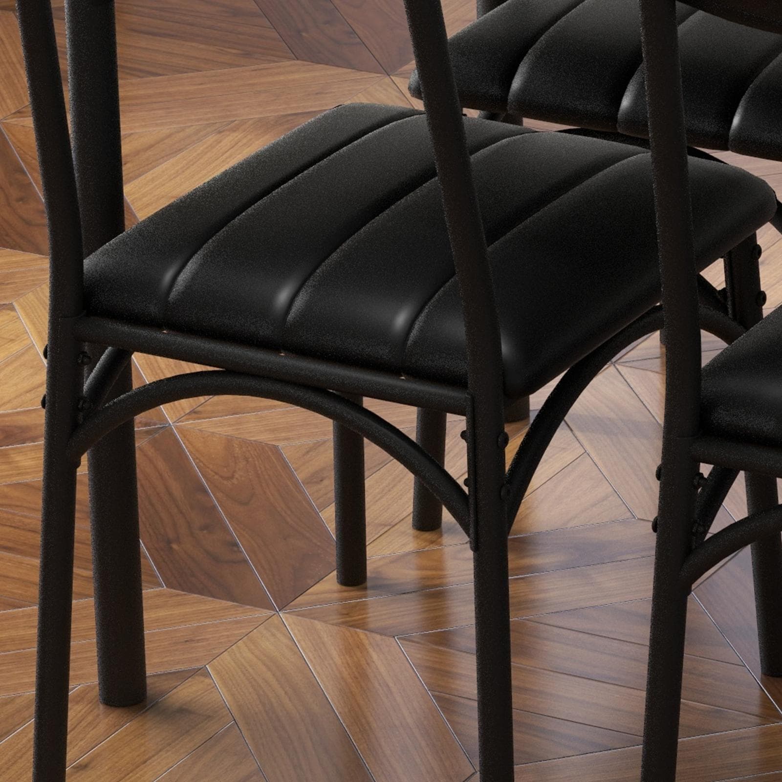 Rectangular Dining Table Set for 4 with Upholstered Chairs