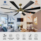 Remote Ceiling fan with Lights Large 8 Wooden Blades