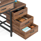 Reversible Computer Desk with 5 Drawers, Home Office Desk with File Cabinet Drawer Printer Stand