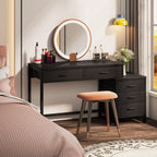 Reversible Computer Desk with 5 Drawers, Home Office Desk with File Cabinet Drawer Printer Stand