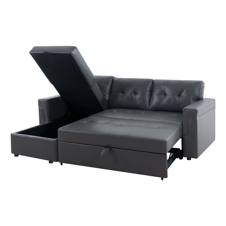 Convertible Reversible Sectional Sofa with Pull-Out Sleeper Bed, Hidden Storage Chaise, and Durable Legs