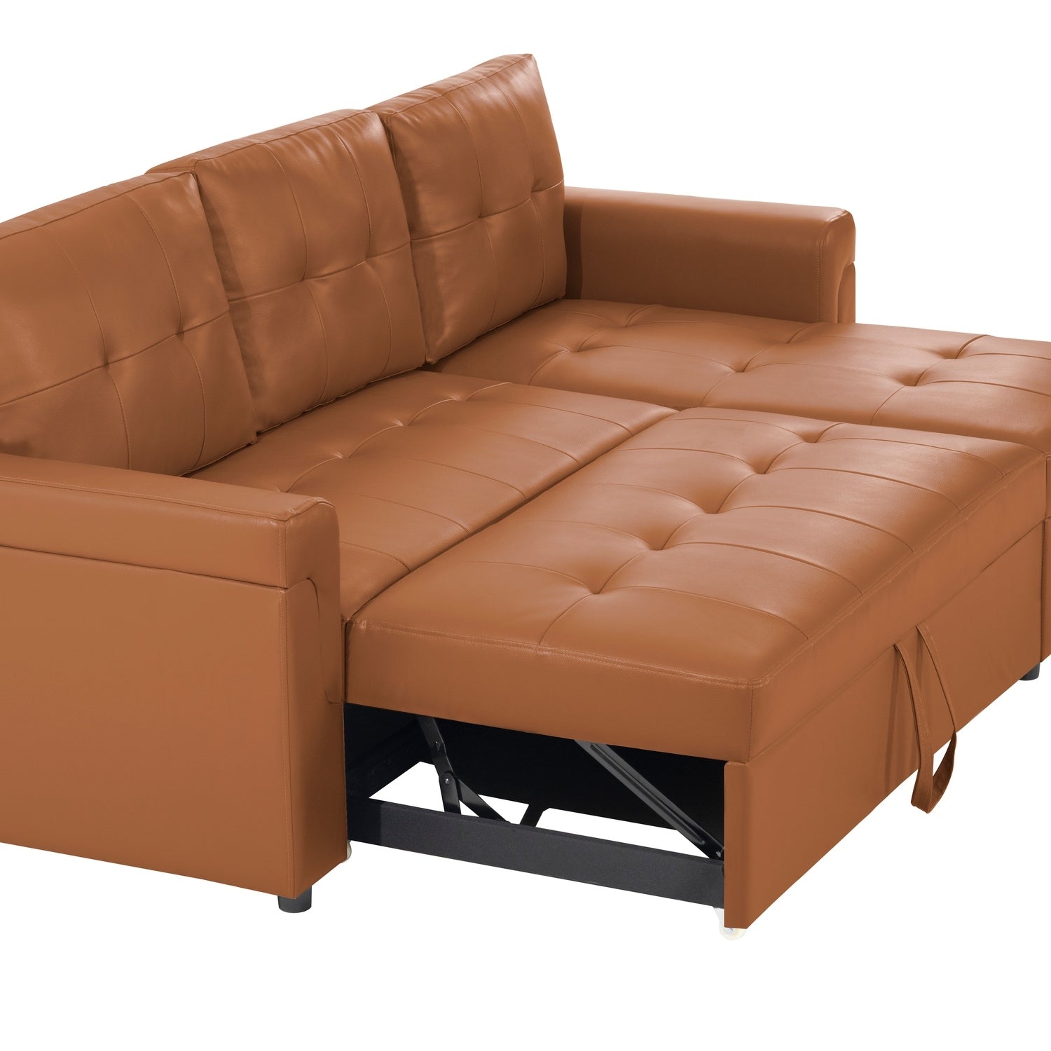 Convertible Reversible Sectional Sofa with Pull-Out Sleeper Bed, Hidden Storage Chaise, and Durable Legs