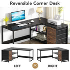 Reversible L-Shaped Office Desk Computer Desk Sturdy Writing Table Workstation