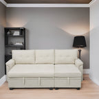 Reversible Sectional Sofa with Pull-Out Sleeper Bed, Hidden Storage Chaise, Durable Legs,