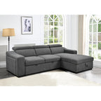 Roomfitters 103 Convertible Sectional Sofa with Storage Chaise, Adjustable Headrests, L-Shaped Sleeper Corner Sofa, Dark Gray