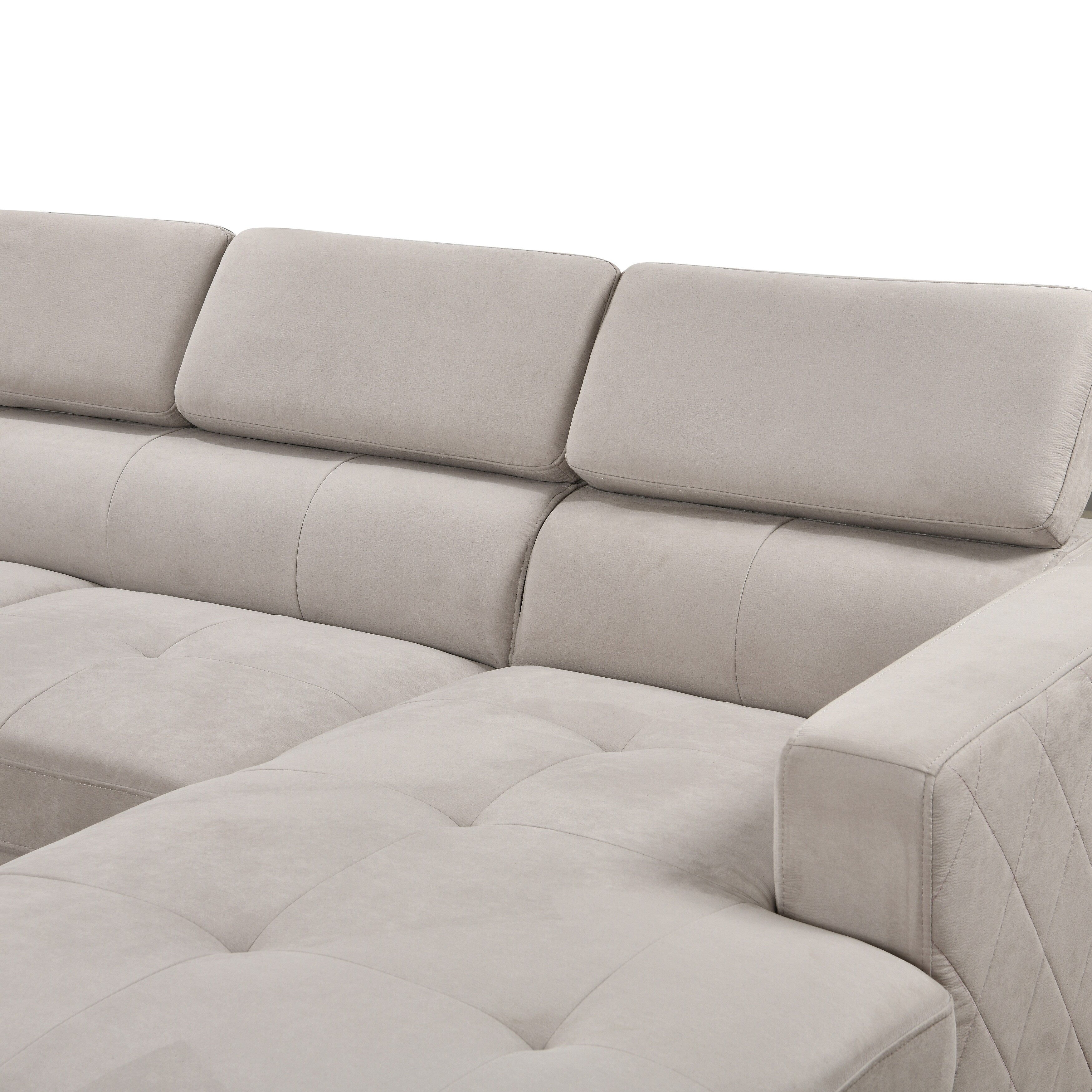 Roomfitters 122 Oversized Sectional Sofa Couch with Chaise Storage, Contemporary U-Shaped 7-Seater Sofa