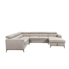 Roomfitters 122 Oversized Sectional Sofa Couch with Chaise Storage, Contemporary U-Shaped 7-Seater Sofa