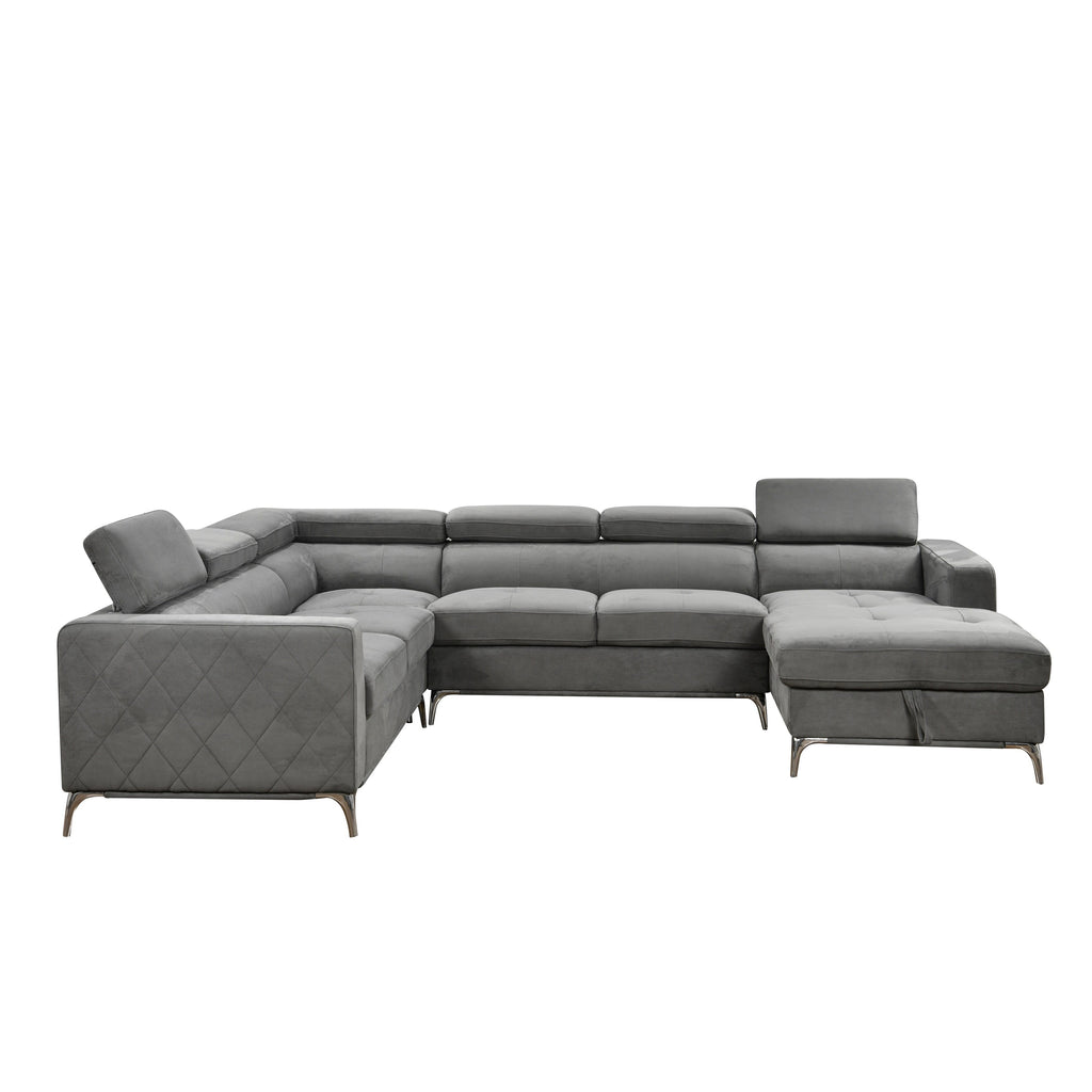 Roomfitters 122 Oversized Sectional Sofa Couch with Chaise Storage, Contemporary U-Shaped 7-Seater Sofa