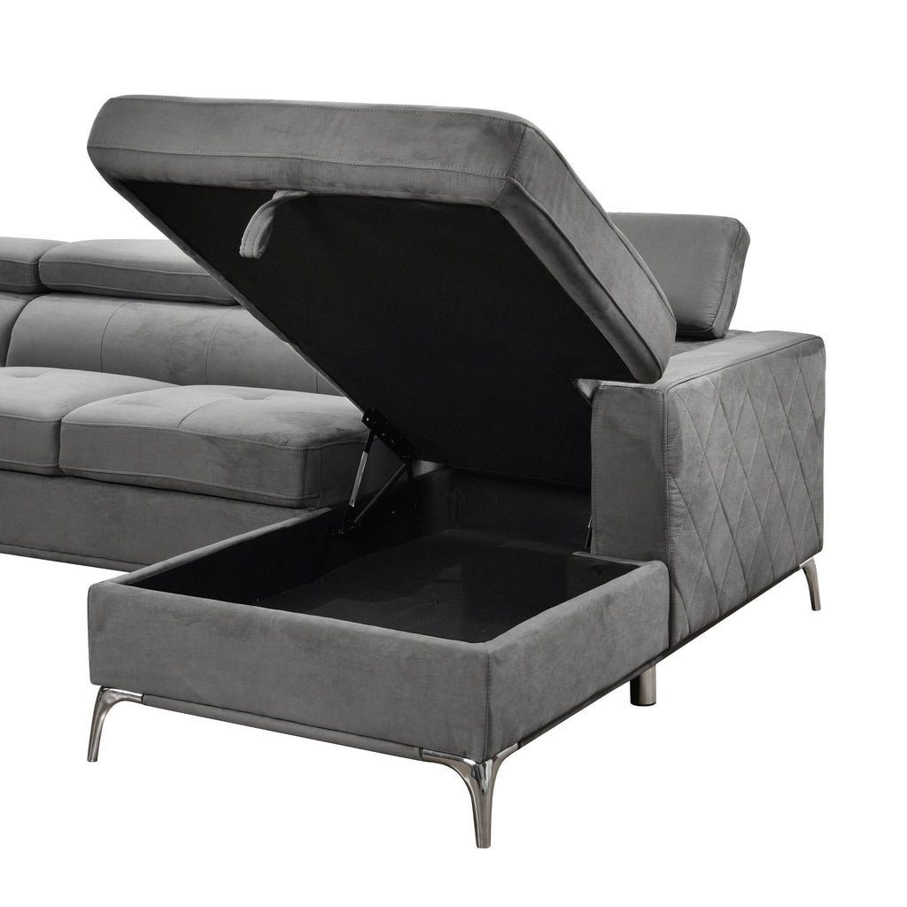 Roomfitters 122 Oversized Sectional Sofa Couch with Chaise Storage, Contemporary U-Shaped 7-Seater Sofa