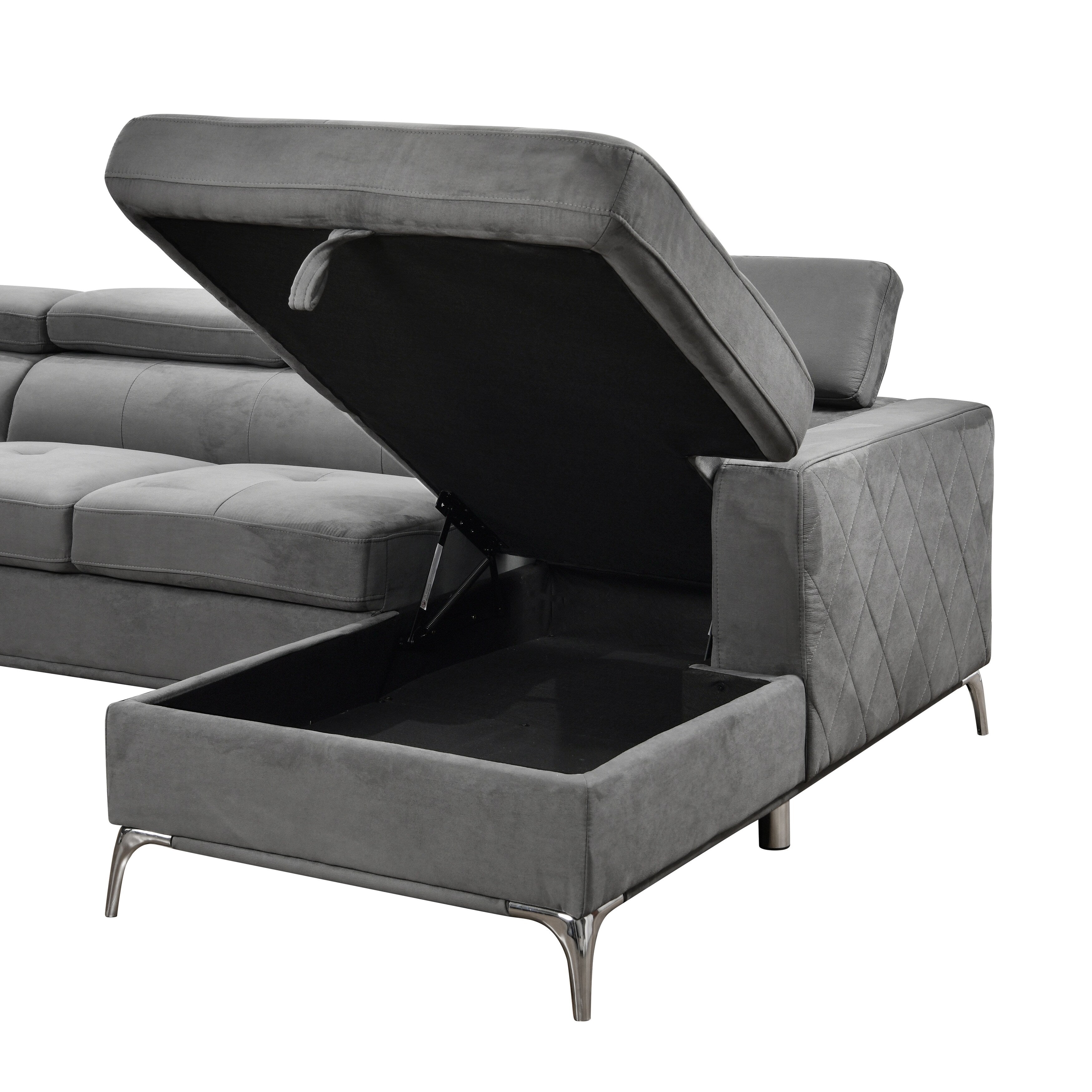 Roomfitters 122 Oversized Sectional Sofa Couch with Chaise Storage, Contemporary U-Shaped 7-Seater Sofa