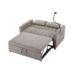 Roomfitters Convertible Loveseat Sofa Bed with USB Ports, Side Pockets, Cup Holders, and Swivel Phone Holder for Living Room